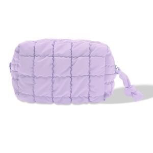 Quilted Travel Cosmetic Organizer Cute Makeup Bag Purple
